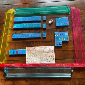 Mahjong Bespoke Ultralite Lucky Charms Electric Blue with Matts, Bag & Pushers